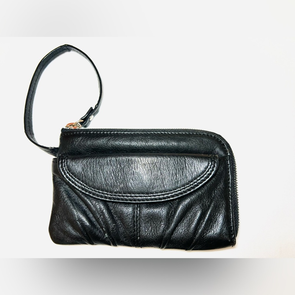 HOBO "international" black leather mini wristlet